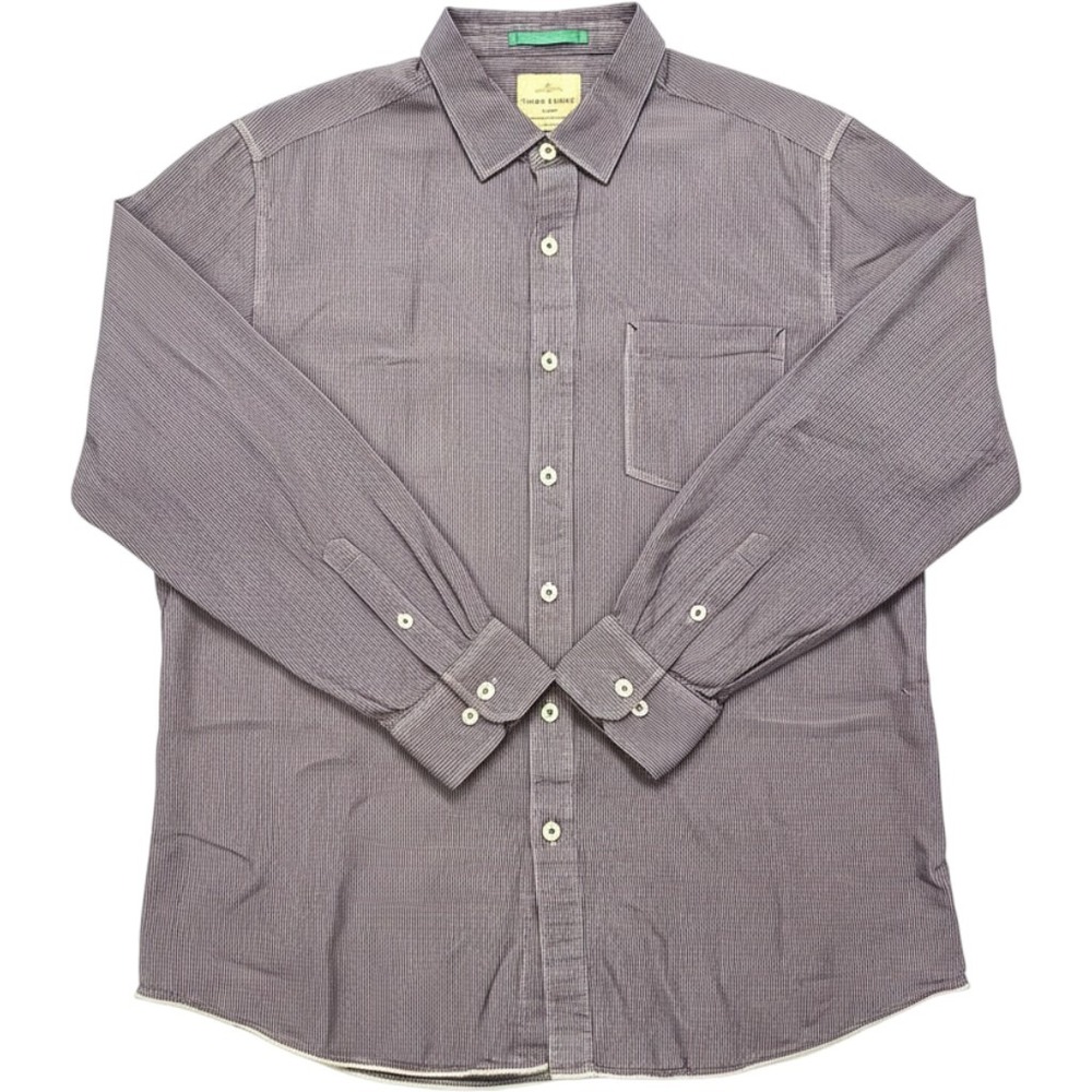 Tommy Bahama Jeans Button Down Shirt Mens L Purple Stripe Tencel Long Sleeve
